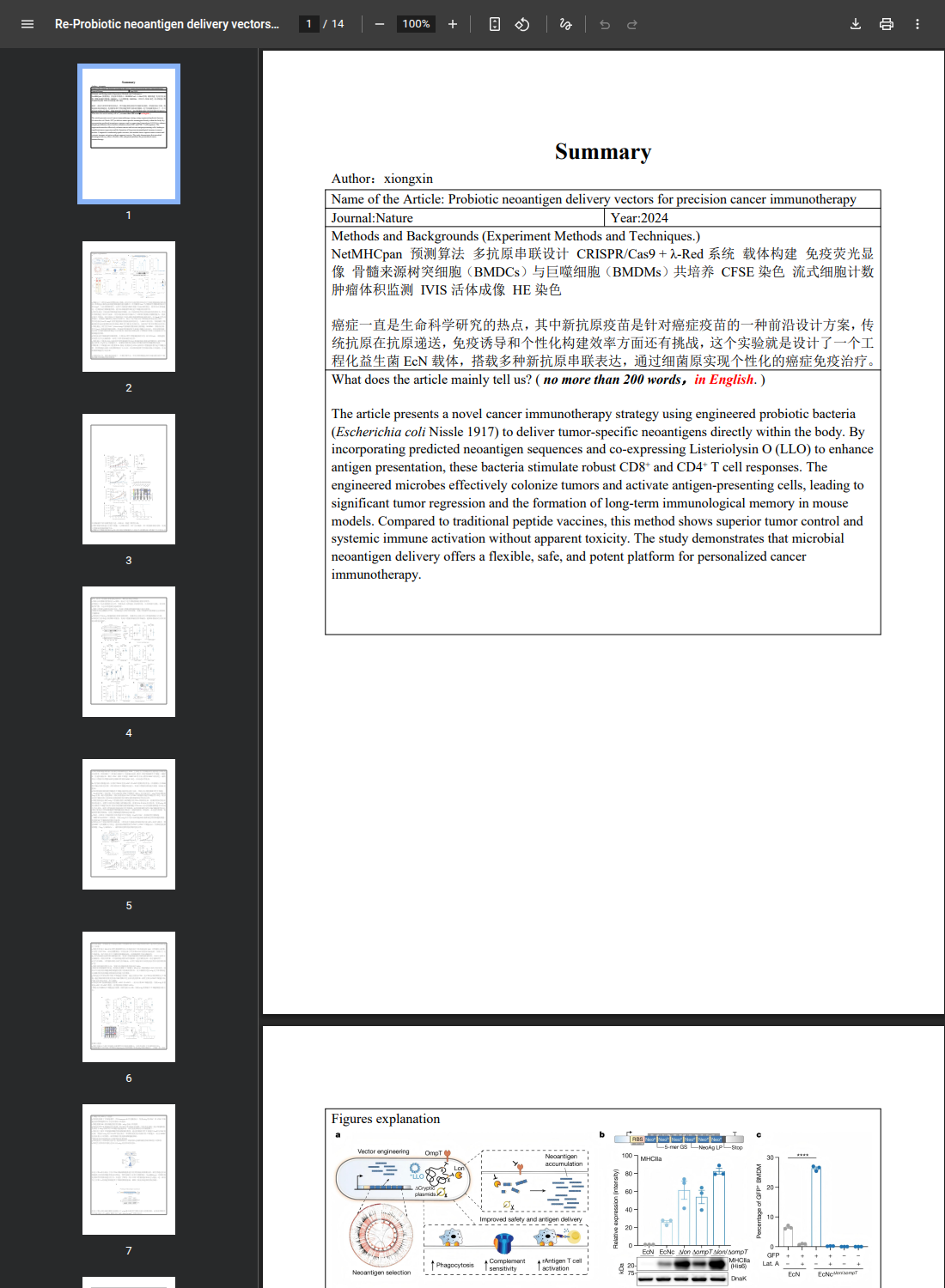 Preview of Probiotic neoantigen delivery vectors for precision cancer immunotherapy PDF